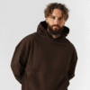 Plain Oversized brown hoodie front view 350 GSM fleece
