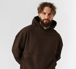 Plain Oversized brown hoodie front view 350 GSM fleece