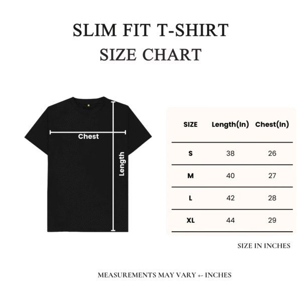 3 Pack Slim Fit T shirts size chart