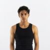 premium twinfish model wearing premium black ribbed tank top