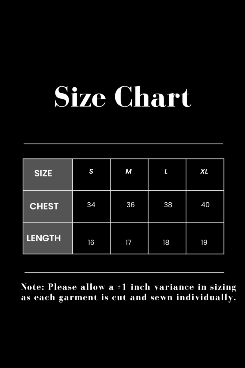grapgic baby tee size chart