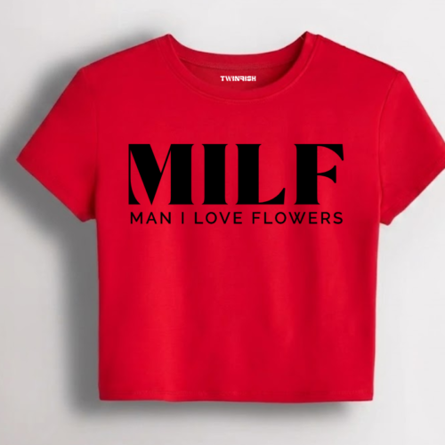 red graphic baby tee