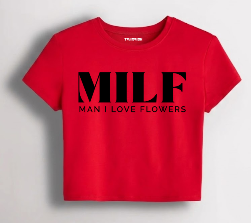 red graphic baby tee